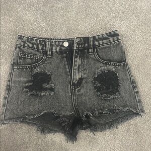 SHEIN Black Distressed Shorts